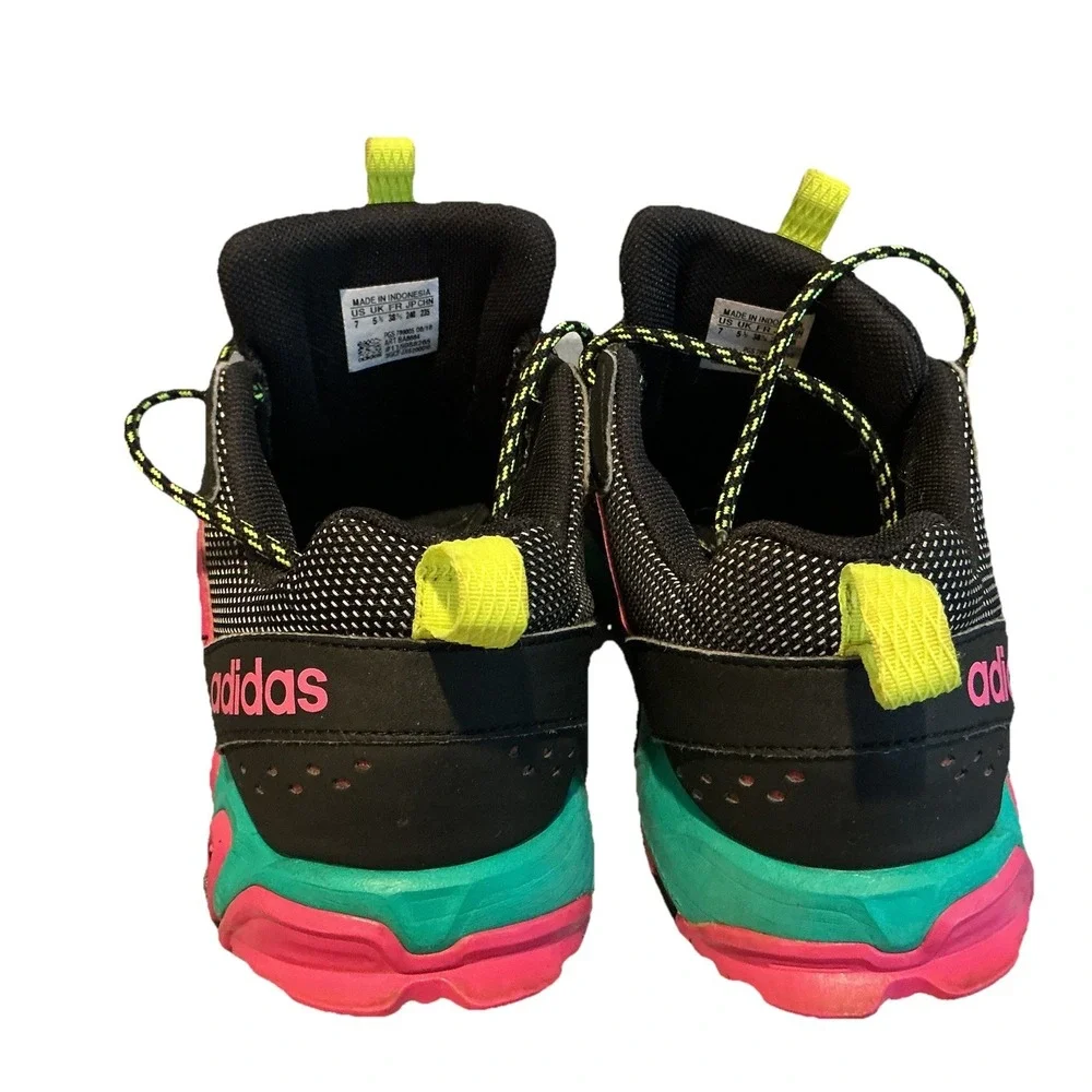 VTG Adidas Women's Pink Green Black Sneakers Lace Up Colorful Size‎ 7